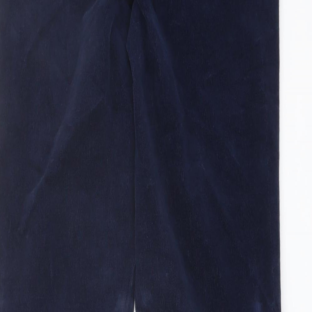 Marks and Spencer Womens Blue Cotton Trousers Size 8 L30 in Regular Button