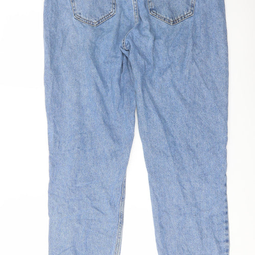 New Look Womens Blue Cotton Mom Jeans Size 14 L28 in Regular Button