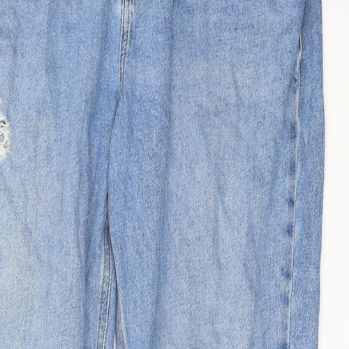 New Look Womens Blue Cotton Mom Jeans Size 14 L28 in Regular Button