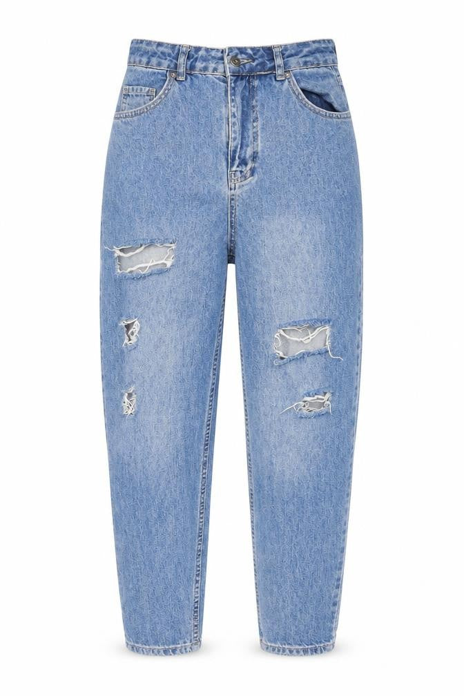 Boohoo Womens Blue Cotton Mom Jeans Size 10 L26 in Regular Button