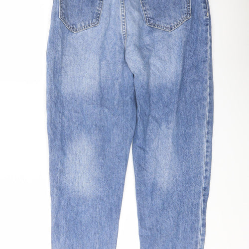 Boohoo Womens Blue Cotton Mom Jeans Size 10 L26 in Regular Button