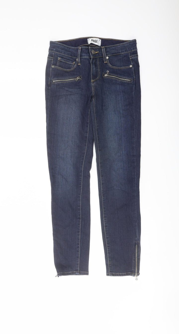 Paige Womens Blue Cotton Skinny Jeans Size 23 in L26 in Regular Button