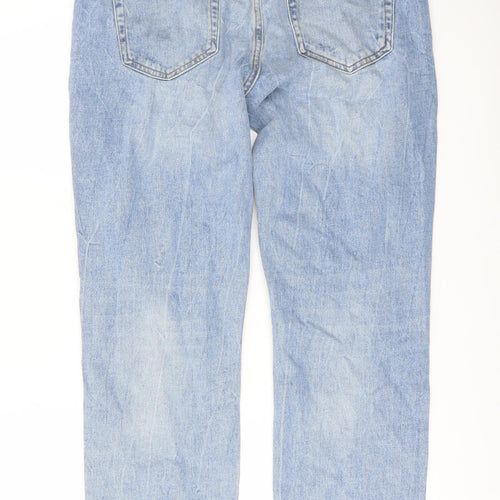 Zara Womens Blue Cotton Cropped Jeans Size 12 L27 in Regular Button