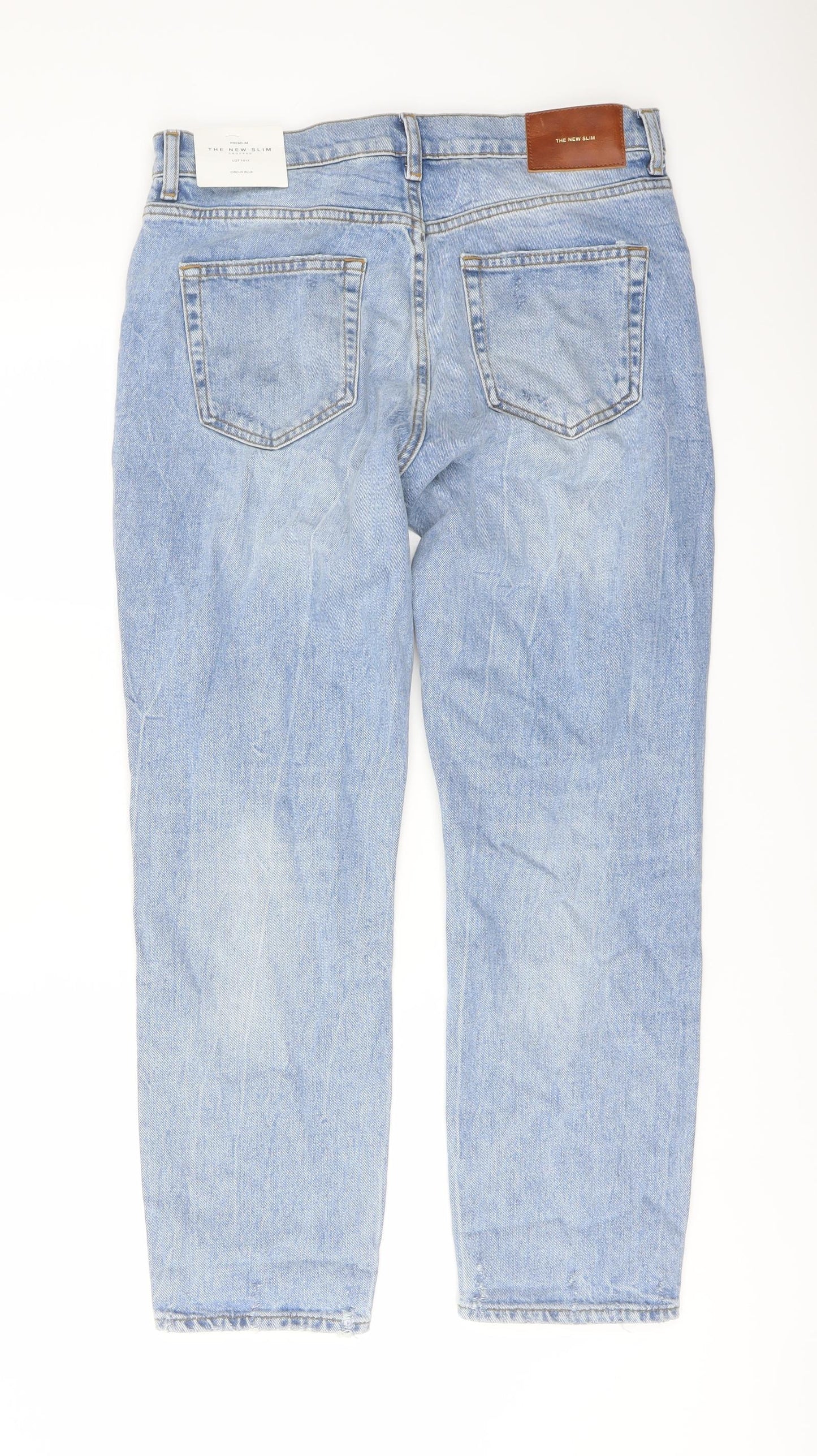 Zara Womens Blue Cotton Cropped Jeans Size 12 L27 in Regular Button