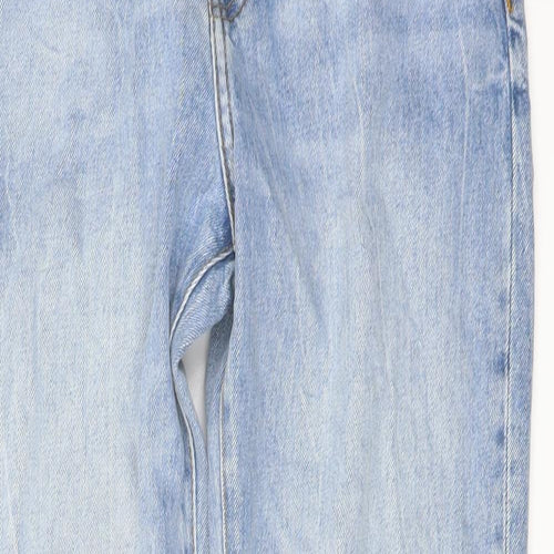 Zara Womens Blue Cotton Cropped Jeans Size 12 L27 in Regular Button
