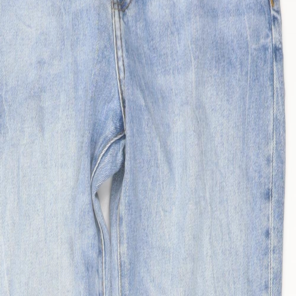 Zara Womens Blue Cotton Cropped Jeans Size 12 L27 in Regular Button