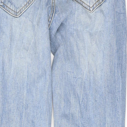Zara Womens Blue Cotton Cropped Jeans Size 12 L27 in Regular Button