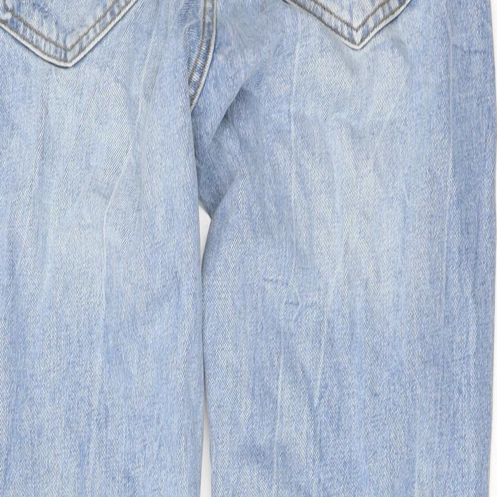 Zara Womens Blue Cotton Cropped Jeans Size 12 L27 in Regular Button