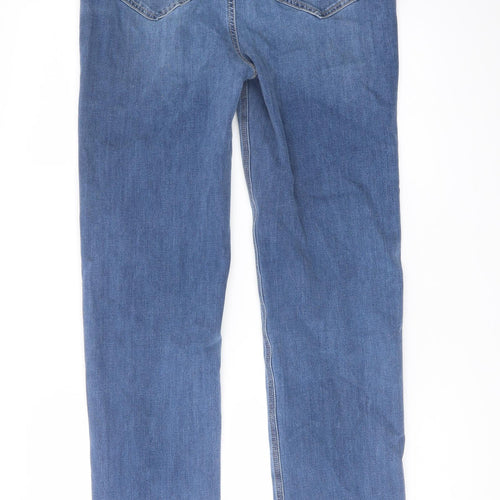 Marks and Spencer Womens Blue Cotton Straight Jeans Size 14 L31 in Regular Button