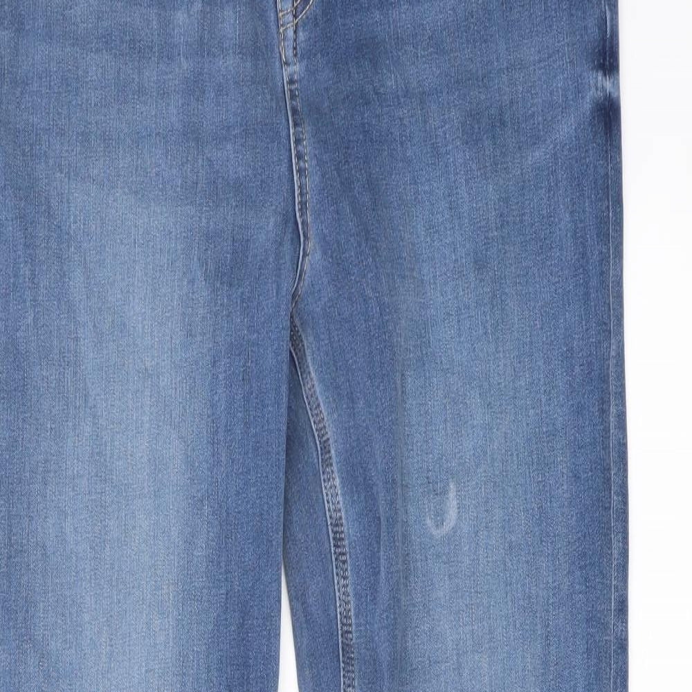 Marks and Spencer Womens Blue Cotton Straight Jeans Size 14 L31 in Regular Button