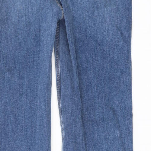 Marks and Spencer Womens Blue Cotton Straight Jeans Size 14 L31 in Regular Button