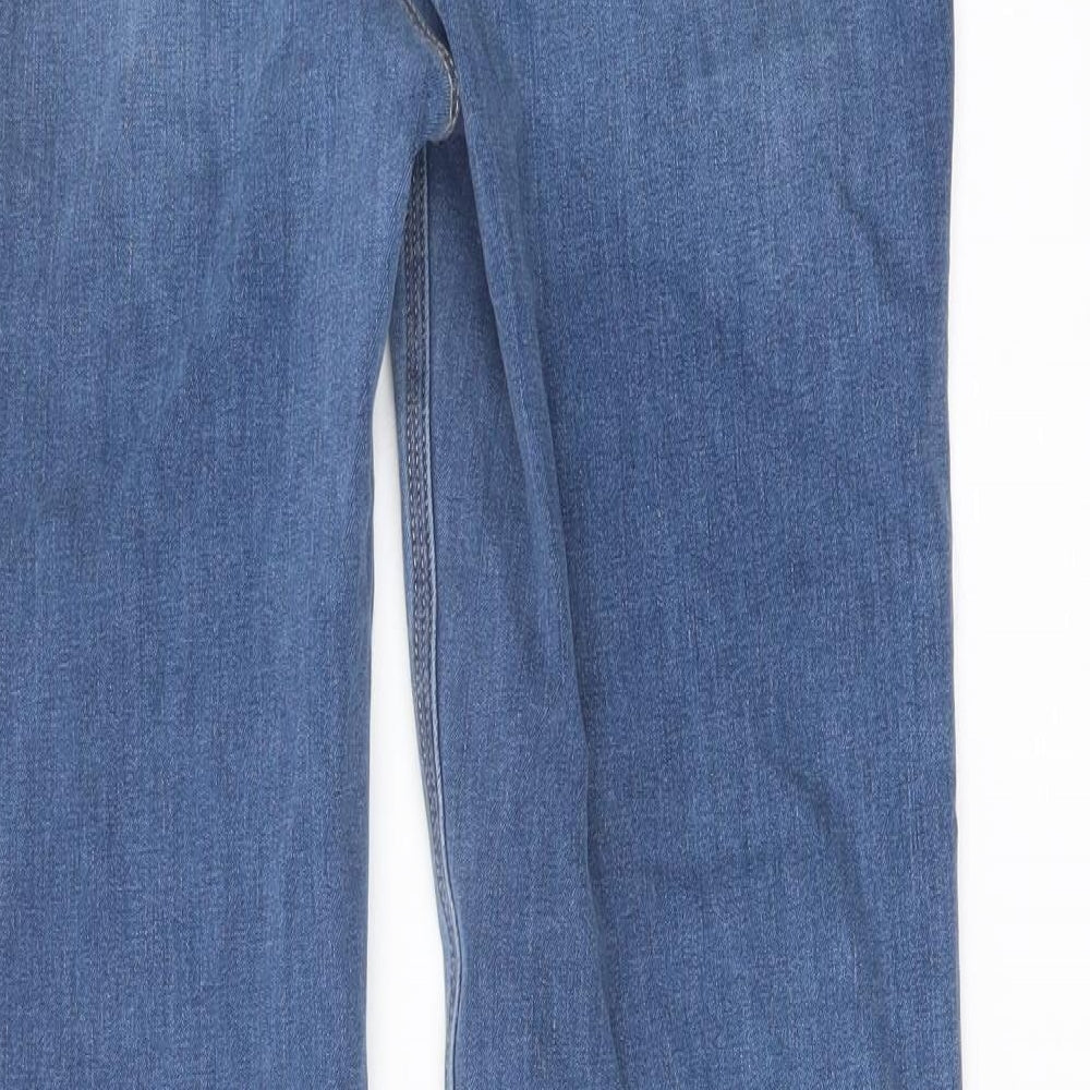 Marks and Spencer Womens Blue Cotton Straight Jeans Size 14 L31 in Regular Button
