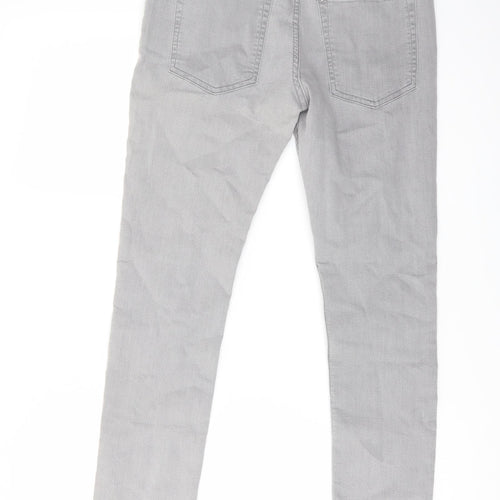 H&M Boys Grey Cotton Skinny Jeans Size 12-13 Years Regular Button