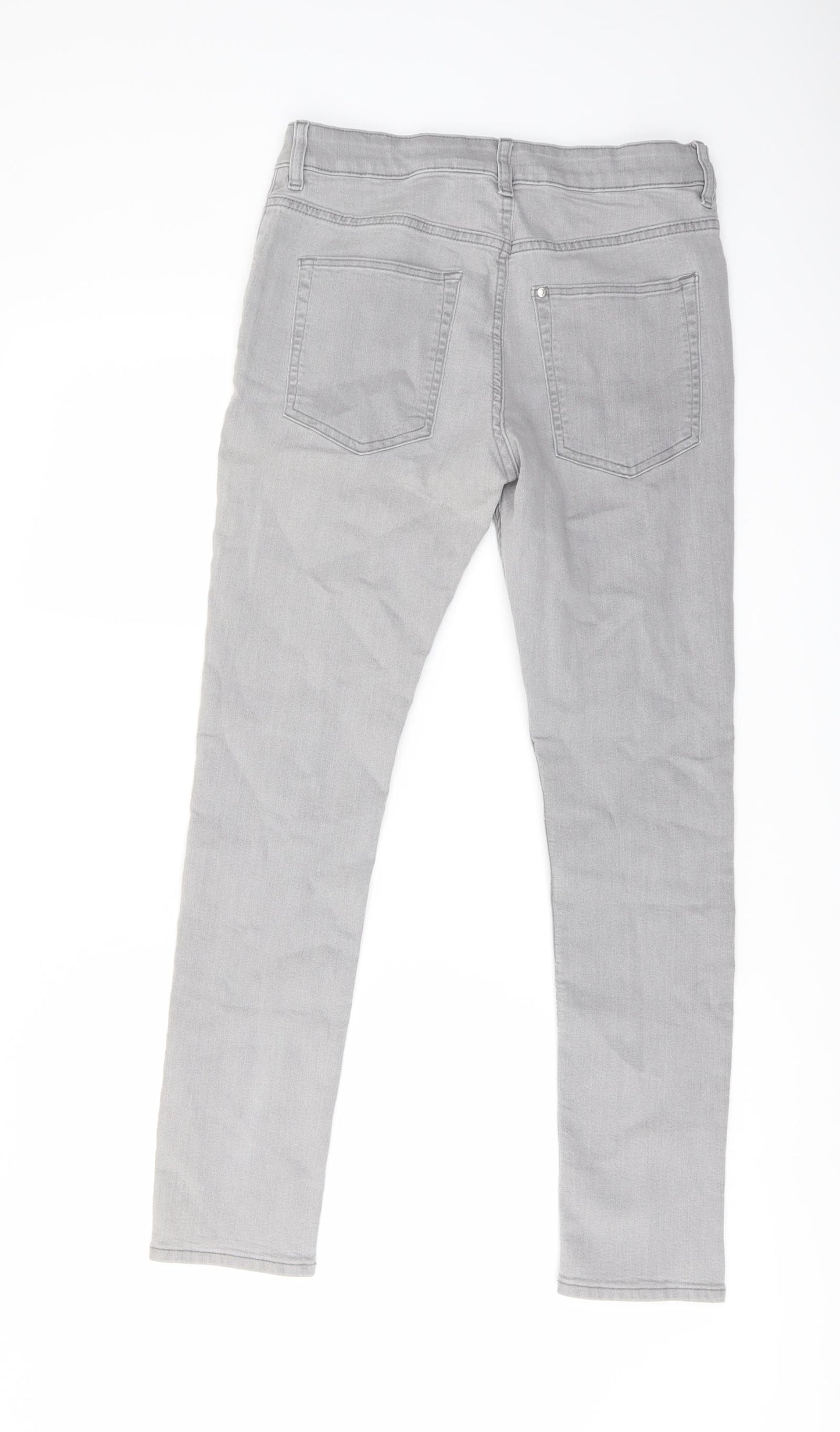 H&M Boys Grey Cotton Skinny Jeans Size 12-13 Years Regular Button