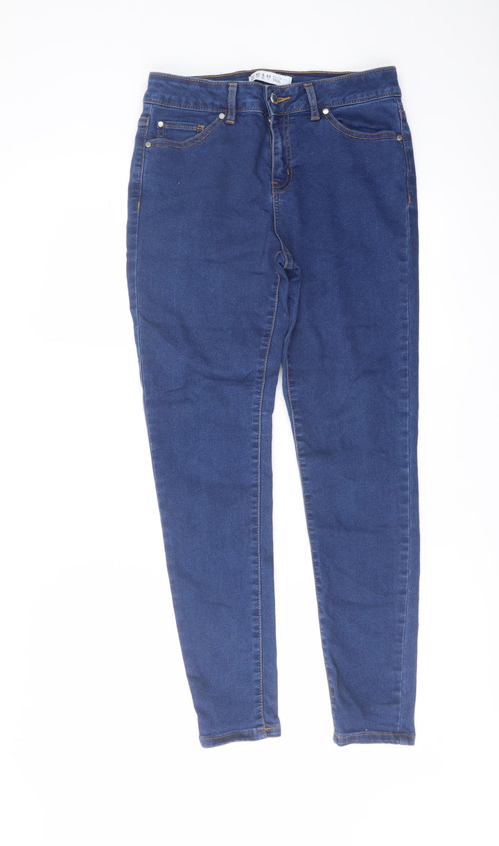 Denim & Co. Womens Blue Cotton Skinny Jeans Size 12 L26 in Regular Button