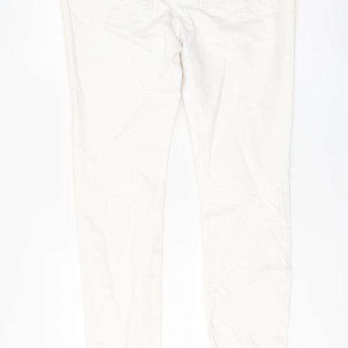 NEXT Womens White Cotton Skinny Jeans Size 12 L29 in Regular Button