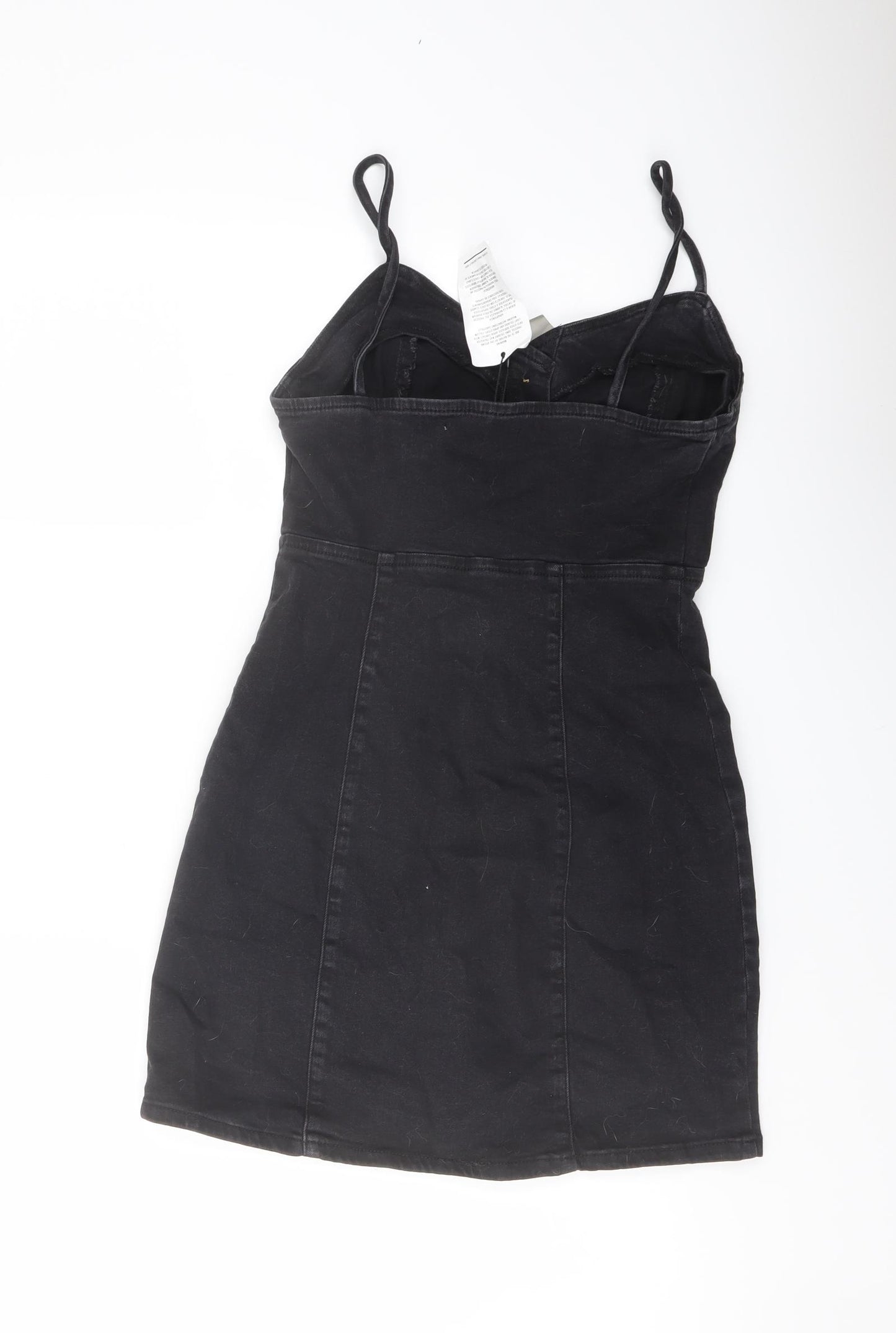 Denim & Co. Womens Grey Cotton Mini Size 8 Sweetheart Button