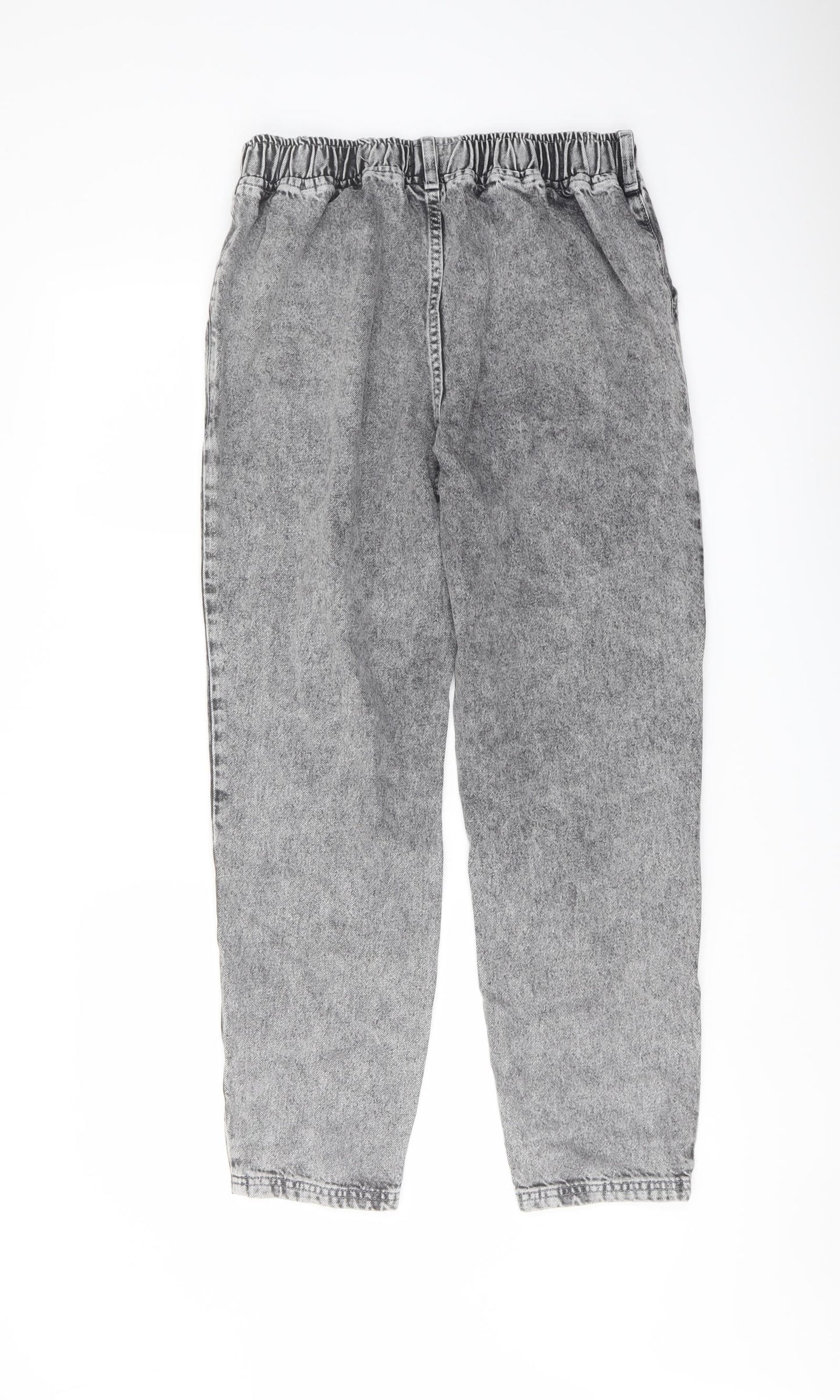 m Womens Grey Geometric Cotton Mom Jeans Size 12 L27 in Regular