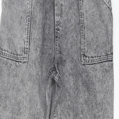m Womens Grey Geometric Cotton Mom Jeans Size 12 L27 in Regular