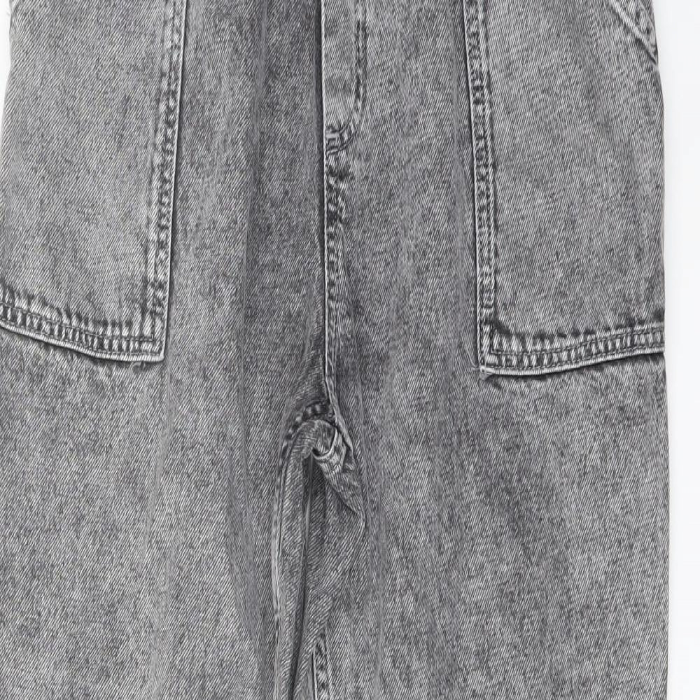 m Womens Grey Geometric Cotton Mom Jeans Size 12 L27 in Regular