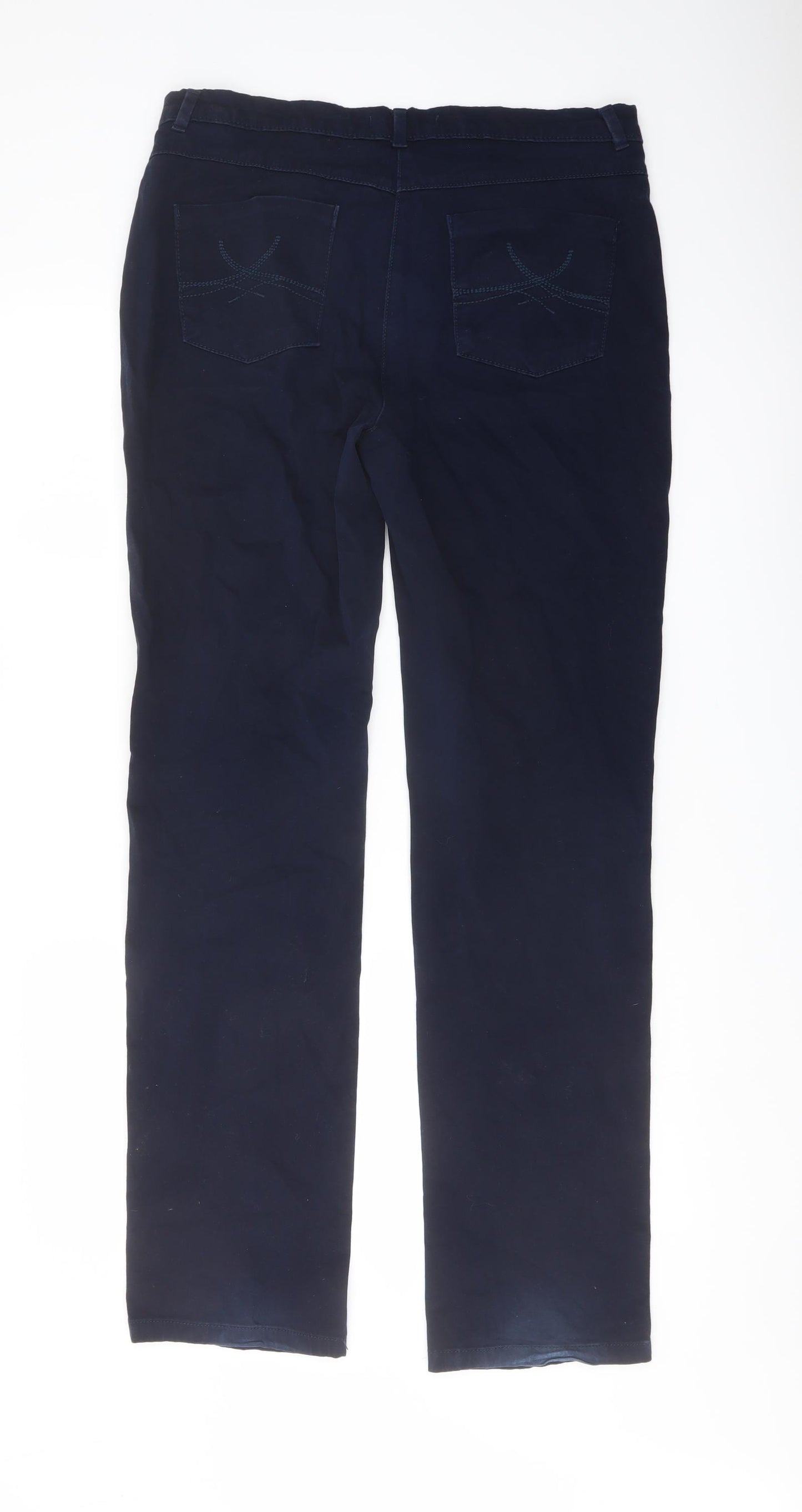 Marks and Spencer Womens Blue Cotton Straight Jeans Size 12 L32 in Regular Button