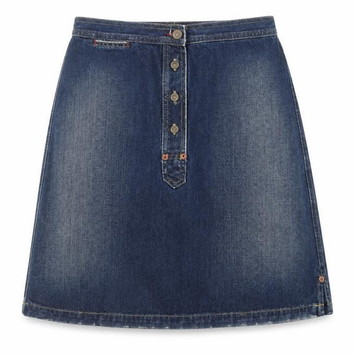 United Colors of Benetton Womens Blue Cotton A-Line Skirt Size 12 Button
