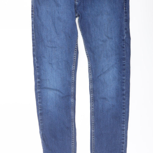 Topman Mens Blue Cotton Skinny Jeans Size 32 in L30 in Regular Button