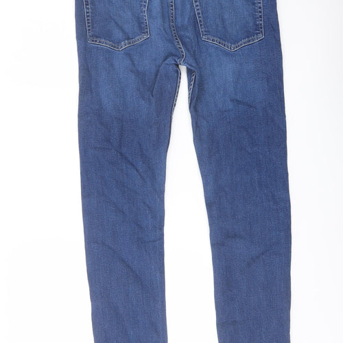 Topman Mens Blue Cotton Skinny Jeans Size 32 in L30 in Regular Button
