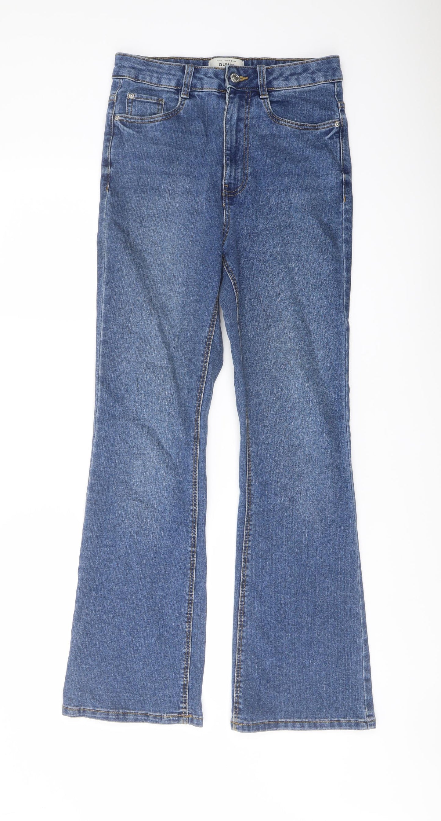 New Look Womens Blue Cotton Bootcut Jeans Size 10 L29 in Regular Button