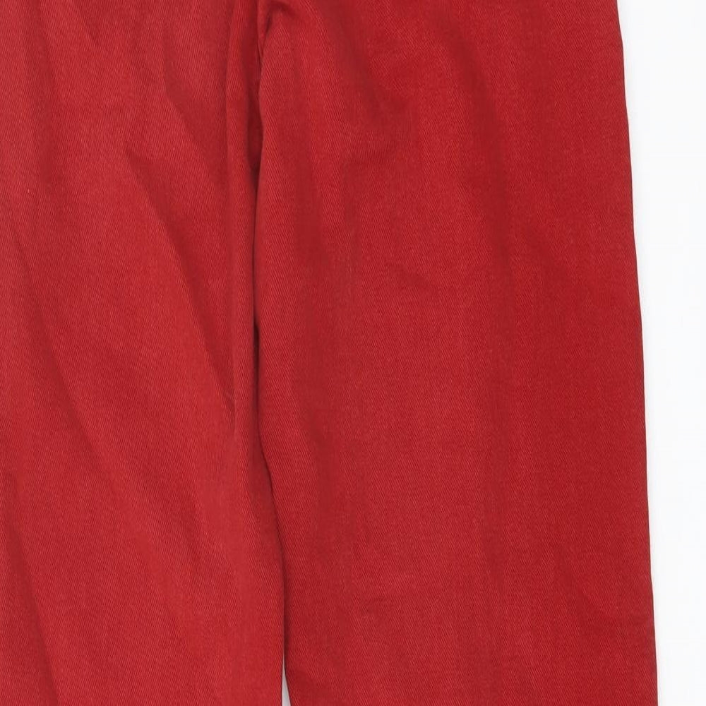NEXT Womens Red Cotton Wide-Leg Jeans Size 8 L31 in Regular Button