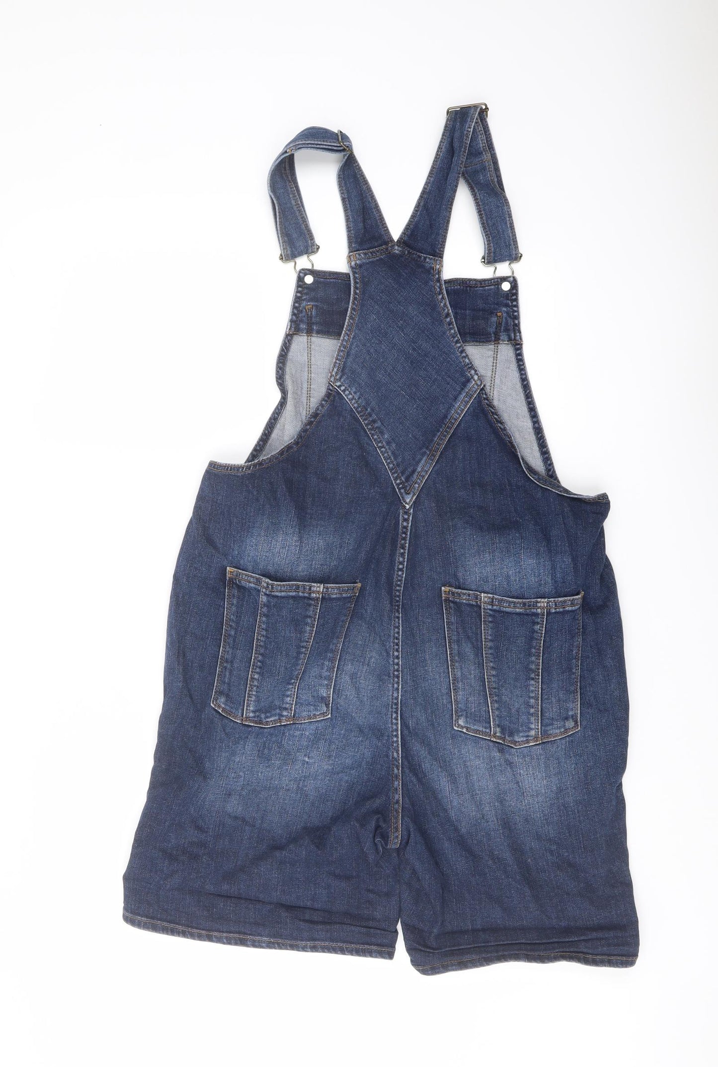 Fat Face Womens Blue Cotton Dungaree Shorts Shorts Size 12 L7 in Regular Button
