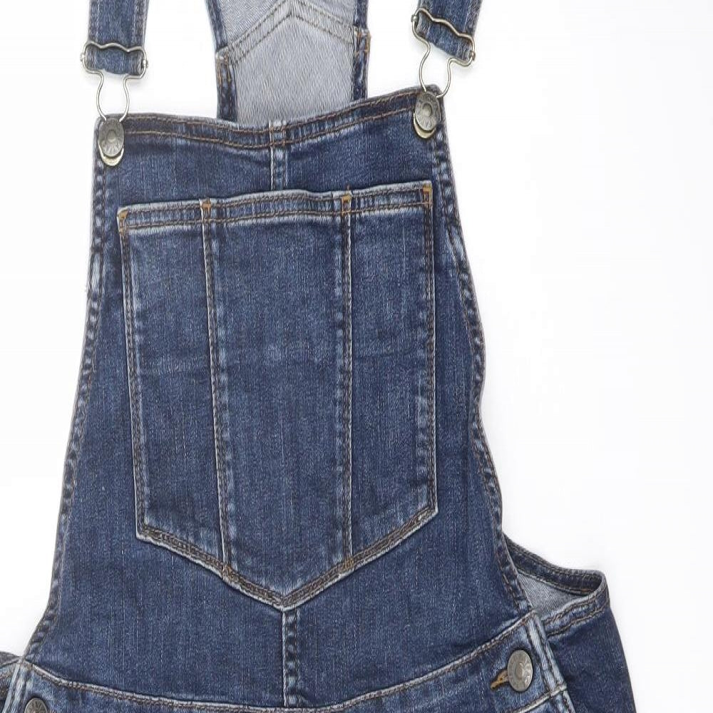 Fat Face Womens Blue Cotton Dungaree Shorts Shorts Size 12 L7 in Regular Button