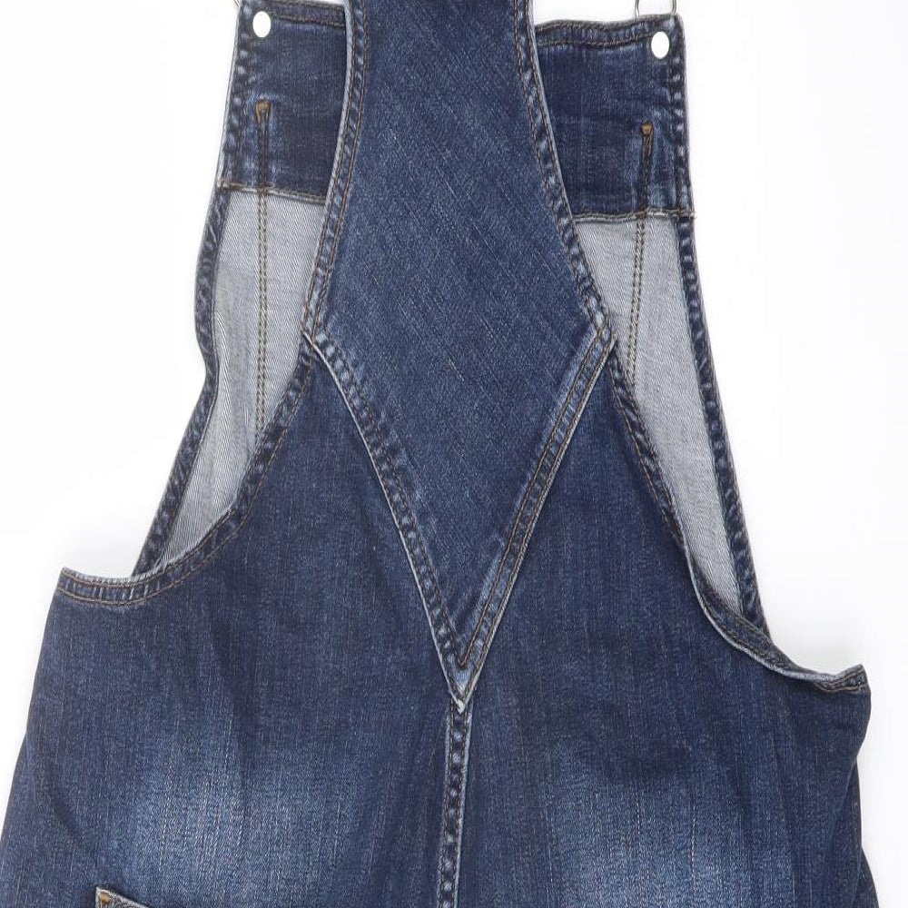 Fat Face Womens Blue Cotton Dungaree Shorts Shorts Size 12 L7 in Regular Button