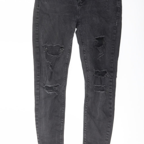 River Island Womens Grey Cotton Skinny Jeans Size 10 L24 in Regular Button