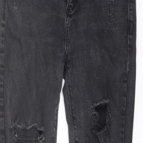 River Island Womens Grey Cotton Skinny Jeans Size 10 L24 in Regular Button