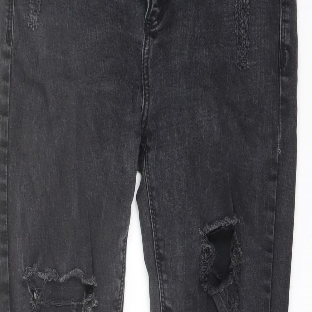 River Island Womens Grey Cotton Skinny Jeans Size 10 L24 in Regular Button