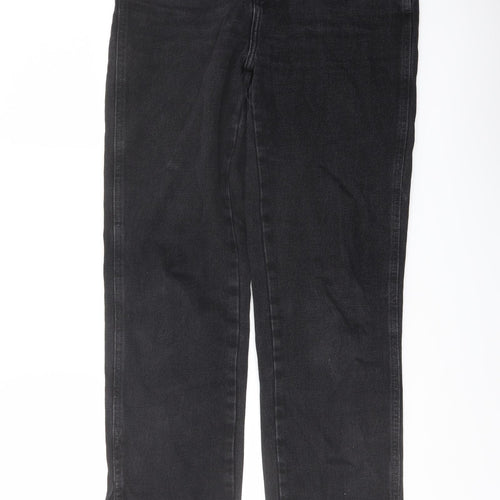 Denim & Co. Womens Grey Cotton Straight Jeans Size 10 L31 in Regular Button