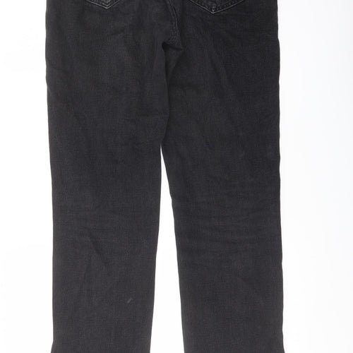 Denim & Co. Womens Grey Cotton Straight Jeans Size 10 L31 in Regular Button