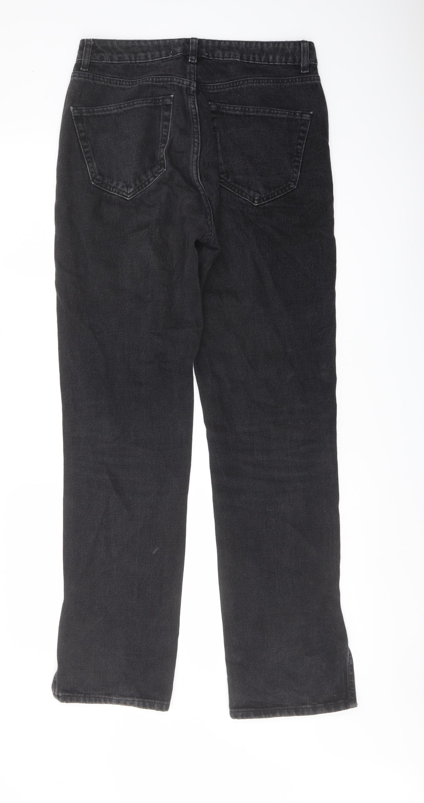 Denim & Co. Womens Grey Cotton Straight Jeans Size 10 L31 in Regular Button