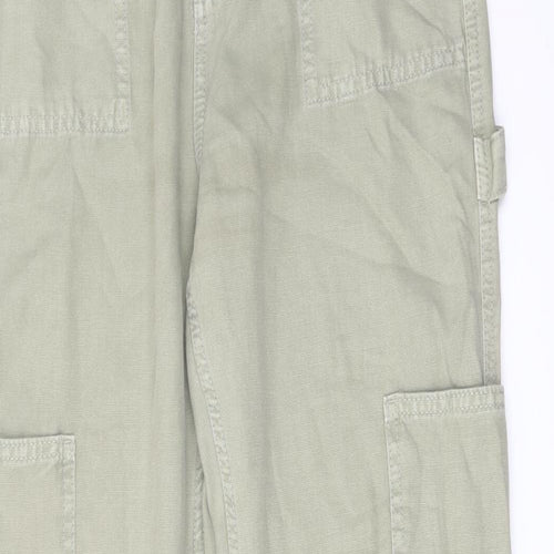Denim & Co. Womens Green Cotton Wide-Leg Jeans Size 8 L30 in Regular Button