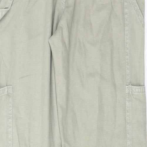 Denim & Co. Womens Green Cotton Wide-Leg Jeans Size 8 L30 in Regular Button