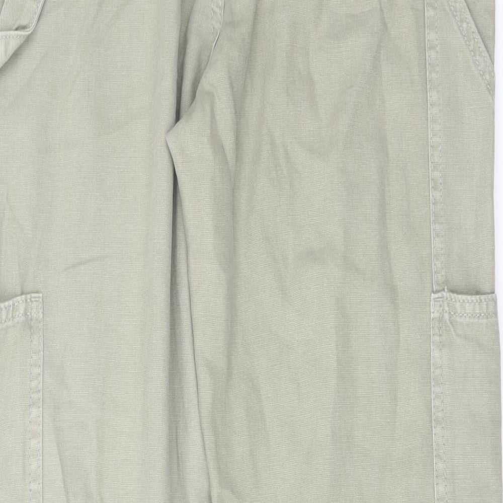 Denim & Co. Womens Green Cotton Wide-Leg Jeans Size 8 L30 in Regular Button