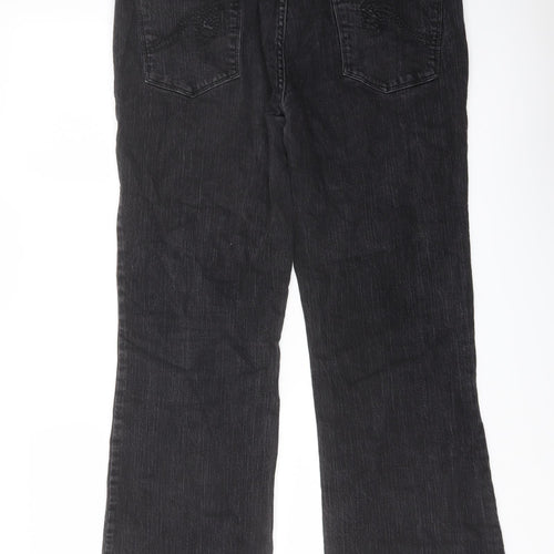 NEXT Womens Grey Cotton Bootcut Jeans Size 16 L32 in Regular Button