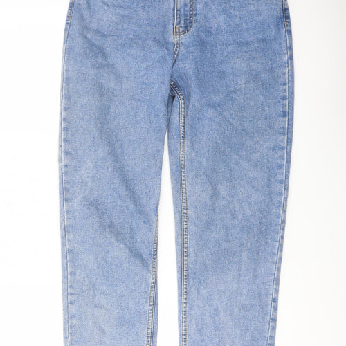 Denim & Co. Womens Blue Cotton Straight Jeans Size 8 L26 in Regular Button