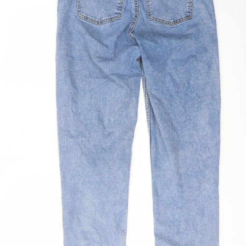 Denim & Co. Womens Blue Cotton Straight Jeans Size 8 L26 in Regular Button