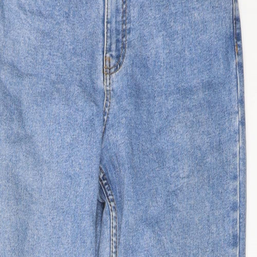 Denim & Co. Womens Blue Cotton Straight Jeans Size 8 L26 in Regular Button