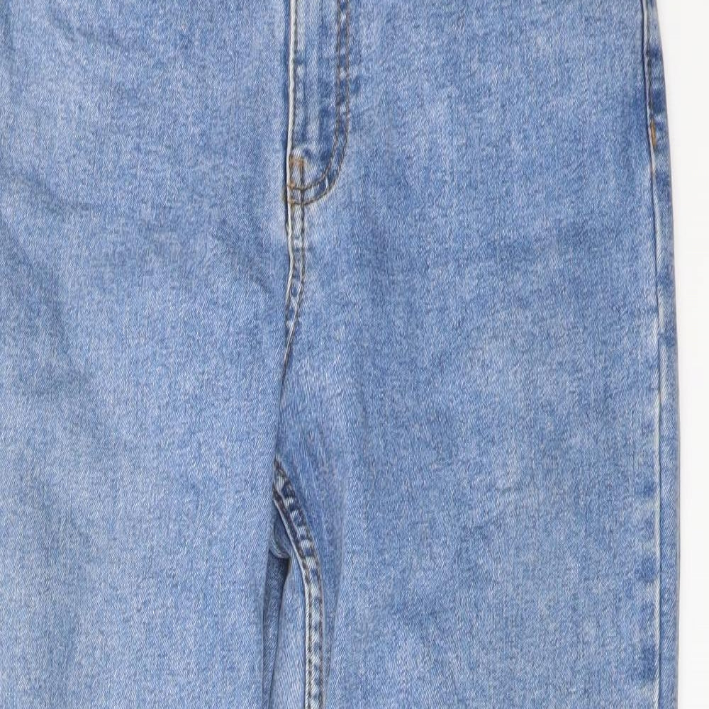 Denim & Co. Womens Blue Cotton Straight Jeans Size 8 L26 in Regular Button
