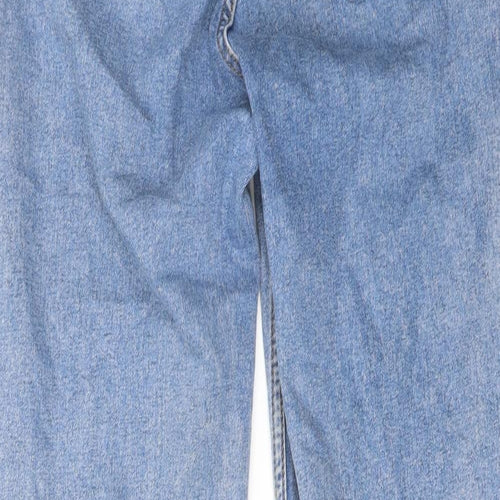 Denim & Co. Womens Blue Cotton Straight Jeans Size 8 L26 in Regular Button