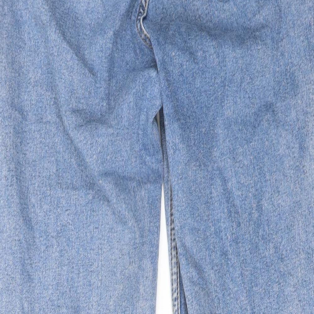 Denim & Co. Womens Blue Cotton Straight Jeans Size 8 L26 in Regular Button
