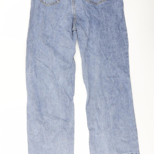 Cider Womens Blue Cotton Wide-Leg Jeans Size S L31 in Regular Button